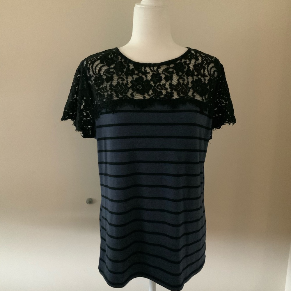 Ron & Ali lace striped tee